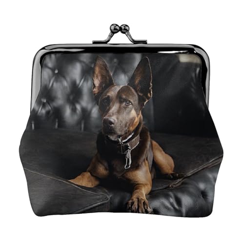 Geldbörse mit braunem Labrador-Retriever-Druck, für Herren und Damen, Leder, Kussschloss, kleine Tasche, Münzbörse von WXWJSHMGC