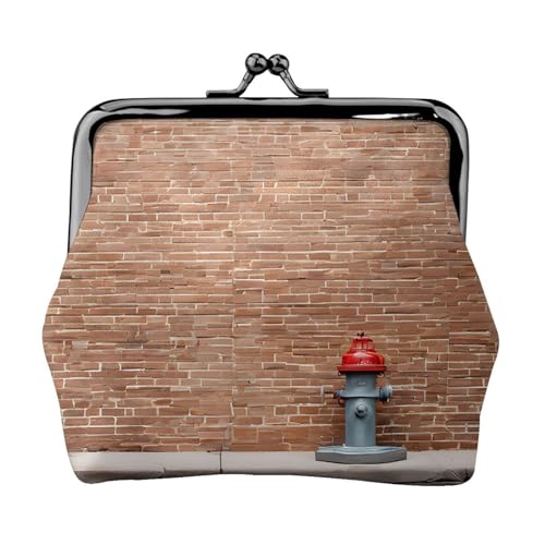 Geldbörse mit industriellem Ziegelmauer-Hintergrund, Druck, Münzgeldbörse für Männer und Frauen, Leder, Kussschloss, kleine Tasche, Münzbörse von WXWJSHMGC