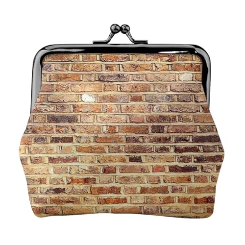 Geldbörse mit industriellem Ziegelmauer-Hintergrund, Druck, Münzgeldbörse für Männer und Frauen, Leder, Kussschloss, kleine Tasche, Münzbörse von WXWJSHMGC