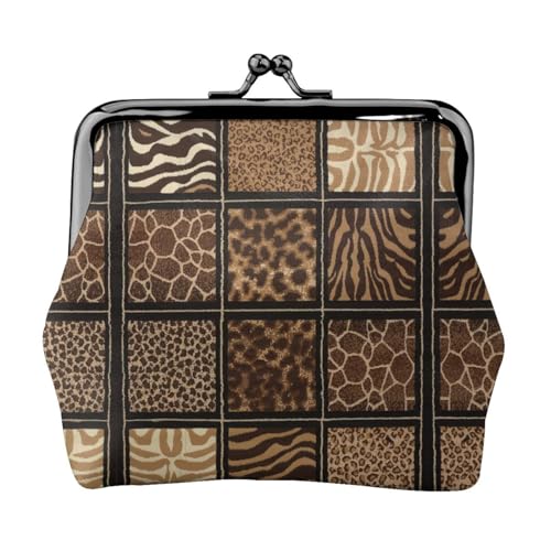 Geldbörse mit wildem Zoo-Druck, für Herren und Damen, Leder, Kussschloss, kleine Tasche von WXWJSHMGC