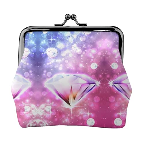 Hübsche Geldbörse mit Diamant-Druck, für Herren und Damen, Leder, Kussschloss, kleine Tasche von WXWJSHMGC
