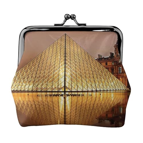 Louvre Museum in Paris Print Print Coin Purse for Men Women Leather Kiss Lock Small Pouch Coin Wallet von WXWJSHMGC