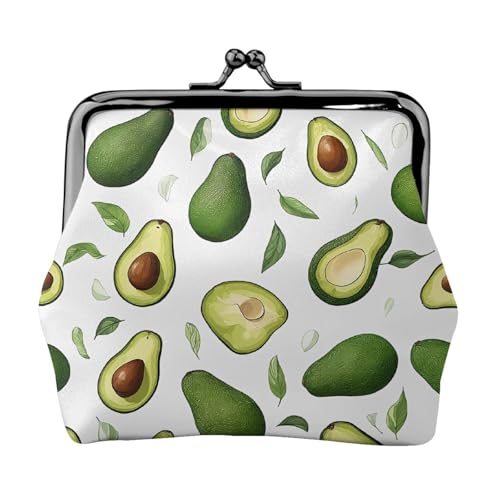 Lustige Geldbörse mit Cartoon-Avocado-Druck, für Männer und Frauen, Leder, Kussschloss, kleine Tasche, Münzgeldbörse von WXWJSHMGC