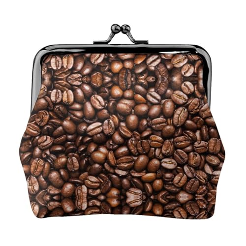 Lustige Geldbörse mit geröstetem Kaffeebohnen-Druck, für Männer und Frauen, Leder, Kussschloss, kleine Tasche, Münzbörse von WXWJSHMGC