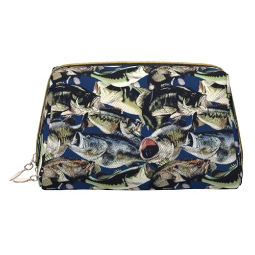 Make-up-Tasche mit Fischmuster, tragbar, Leder, wasserdicht, Kosmetiktasche, Clutch, Make-up-Pinsel-Tasche (17 x 10,9 cm), weiß, Einheitsgröße von WXWJSHMGC