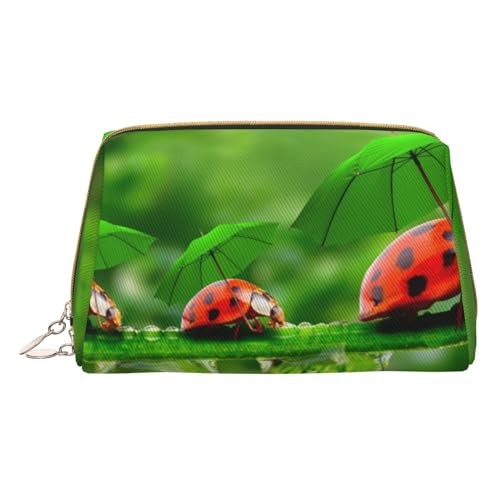 Make-up-Tasche mit lustigem Marienkäfer-Aufdruck, tragbar, Leder, wasserdicht, Kosmetiktasche, Clutch, Make-up-Pinseltasche, 17 x 10,9 cm, weiß, Einheitsgröße Make-up-Tasche mit lustigem Marienkäfer-Aufdruck, tragbar, Leder, wasserdicht, Kosmetiktasche, Clutch, Make-up-Pinseltasche, 17 x 10,9 cm, weiß, Einheitsgröße von WXWJSHMGC