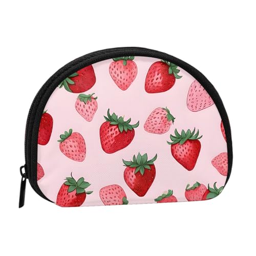 Mini-Geldbörse mit Erdbeer-Muster, für Damen und Mädchen, Persönlichkeit, kleine Münztasche, Aufbewahrungstasche, Clutch, Einheitsgröße, lässig, Schwarz , Einheitsgröße von WXWJSHMGC