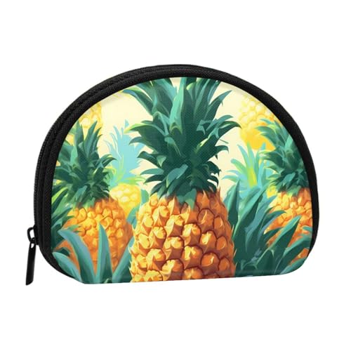 Münzbörse mit tropischem Ananas-Druck, Mini-Geldbörse für Frauen und Mädchen, Persönlichkeit, kleine Münztasche, Aufbewahrungstasche, Clutch, Einheitsgröße, lässig, Schwarz , Einheitsgröße von WXWJSHMGC