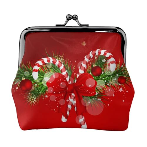 Münzgeldbörse mit Aufdruck "Merry Christmas" für Männer und Frauen, Leder, Kussschloss, kleine Tasche von WXWJSHMGC