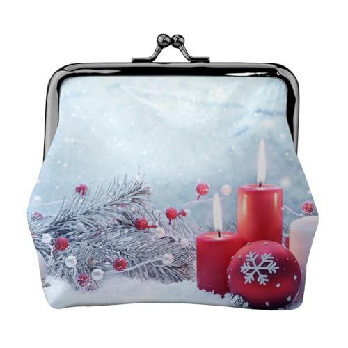 Münzgeldbörse mit Aufdruck "Merry Christmas" für Männer und Frauen, Leder, Kussschloss, kleine Tasche von WXWJSHMGC