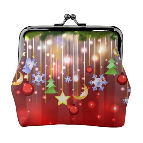 Münzgeldbörse mit Aufdruck "Merry Christmas" für Männer und Frauen, Leder, Kussschloss, kleine Tasche von WXWJSHMGC