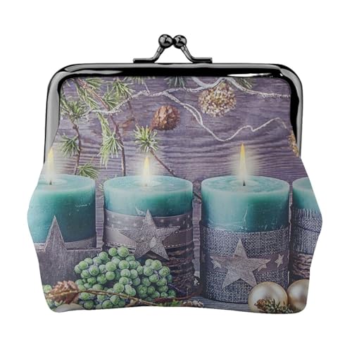 Münzgeldbörse mit Aufschrift "Merry Christmas", Elchdruck, für Damen und Herren, Leder, Kussschloss, kleine Tasche von WXWJSHMGC