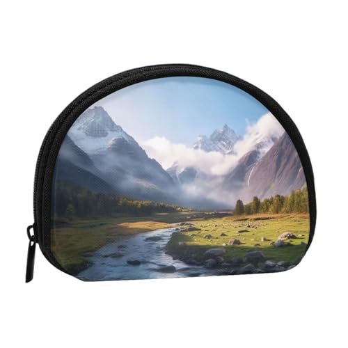 Münzgeldbörse mit Berglandschaft, Mini-Geldbörse für Damen und Mädchen, Persönlichkeit, kleine Münztasche, Aufbewahrungstasche, Clutch, Einheitsgröße, lässig, Schwarz , Einheitsgröße von WXWJSHMGC