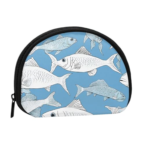 Münzgeldbörse mit Fisch-Druck, Mini-Geldbörse für Frauen und Mädchen, Persönlichkeit, kleine Münztasche, Aufbewahrungstasche, Clutch, Geldbörse, Einheitsgröße, lässig, Schwarz , Einheitsgröße von WXWJSHMGC