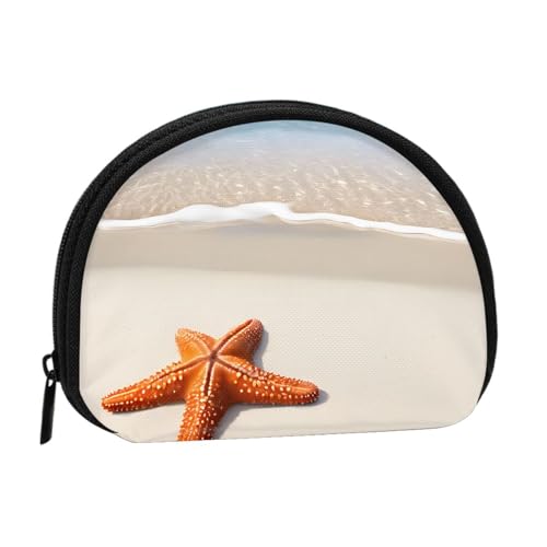 Münzgeldbörse mit Meeresstrand-Druck, Mini-Geldbörse für Frauen und Mädchen, Persönlichkeit, kleine Münztasche, Aufbewahrungstasche, Clutch, Geldbörse, Einheitsgröße, lässig, Schwarz , Einheitsgröße von WXWJSHMGC
