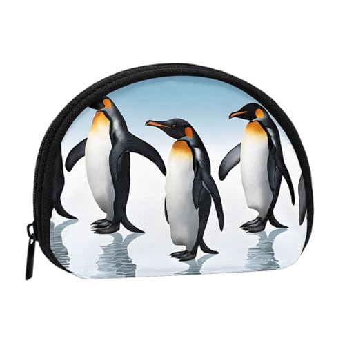 Münzgeldbörse mit Pinguin-Druck, Mini-Geldbörse für Frauen und Mädchen, Persönlichkeit, kleine Münztasche, Aufbewahrungstasche, Clutch, Geldbörse, Einheitsgröße, lässig, Schwarz , Einheitsgröße von WXWJSHMGC