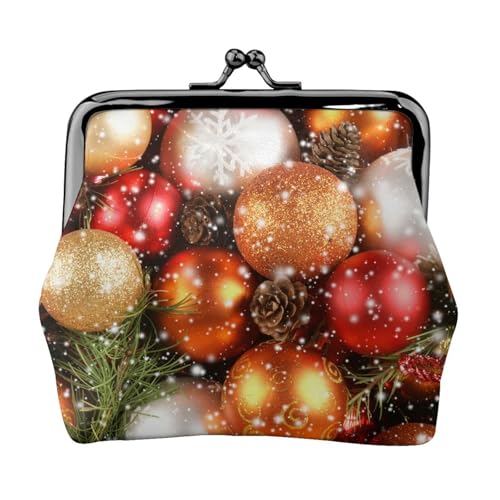 Münzgeldbörse mit Weihnachts- und Neujahrsbällen für Männer und Frauen, Leder, Kussschloss, kleine Tasche von WXWJSHMGC