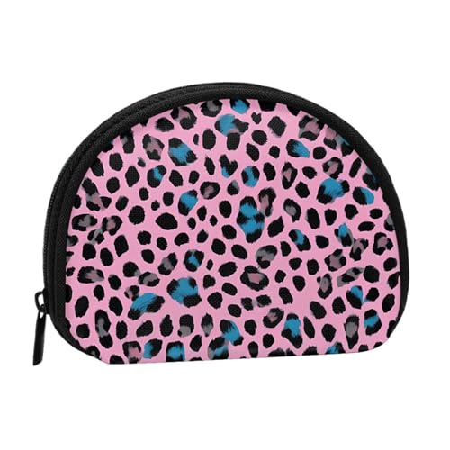 Niedliche türkisfarbene Geldbörse mit Leopardenmuster, Mini-Geldbörse für Damen und Mädchen, Persönlichkeit, kleine Münztasche, Aufbewahrungstasche, Clutch, Geldbörse, Einheitsgröße, lässig, Schwarz von WXWJSHMGC