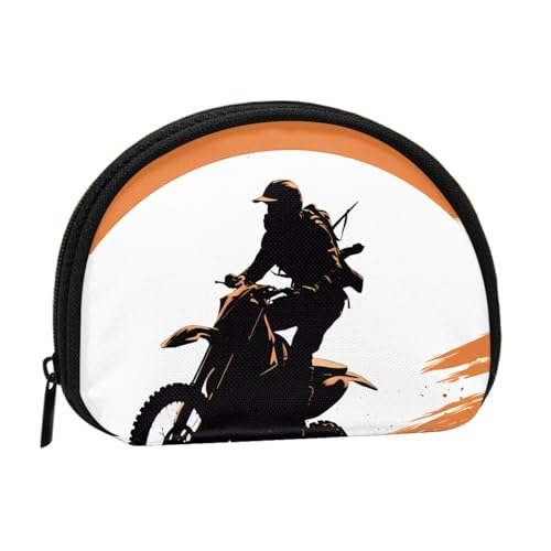 Rider Silhouette Print Münzbörse Mini Geldbörse für Frauen Mädchen Persönlichkeit Kleine Münztasche Shell Aufbewahrungstasche Clutch Wallets, Einheitsgröße, Casual, Schwarz , Einheitsgröße von WXWJSHMGC