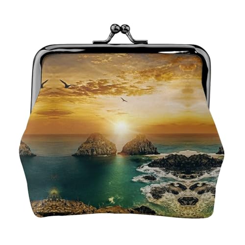 Schöne Geldbörse mit Naturdruck, für Herren und Damen, Leder, Kussschloss, kleine Tasche von WXWJSHMGC