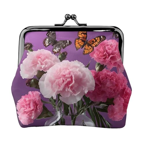 Schöne Geldbörse mit Schmetterlingsmotiv, für Damen und Herren, Leder, Kussschloss, kleine Tasche, Münzgeldbörse von WXWJSHMGC