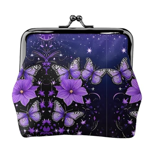 Schöne leuchtende Geldbörse mit Schmetterlingsdruck, für Herren und Damen, Leder, Kussschloss, kleine Tasche von WXWJSHMGC