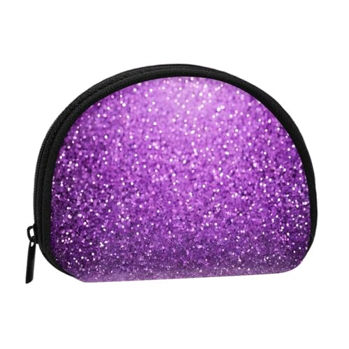 Sparkling Purple Glitter Print Coin Purse Mini Wallet for Women Girls Personality Small Coin Pouch Shell Storage Bag Clutch Wallets, One Size, Casual, Schwarz , Einheitsgröße von WXWJSHMGC