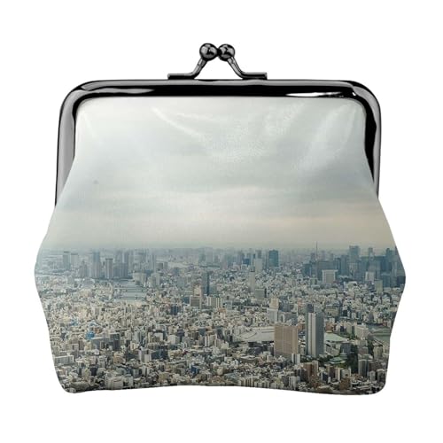 Tokyo Geldbörse mit Vogelaugen-Aufdruck, für Herren und Damen, Leder, Kussschloss, kleine Tasche von WXWJSHMGC