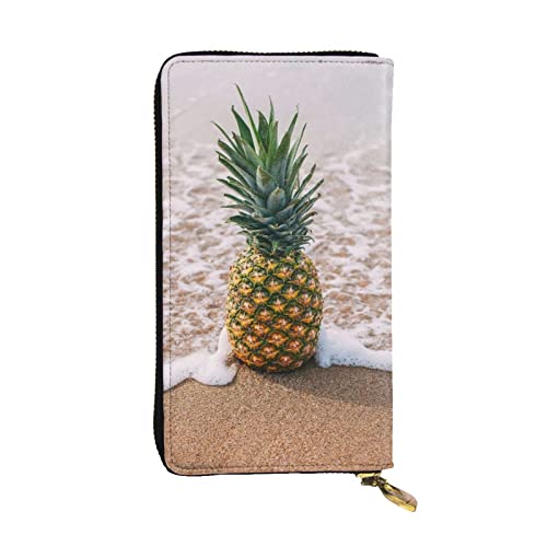 WXWJSHMGC Ananas am Strand, modische lange Geldbörse, Einkaufs-Clutch, PU-Leder, Handtasche für Damen, Herren von WXWJSHMGC
