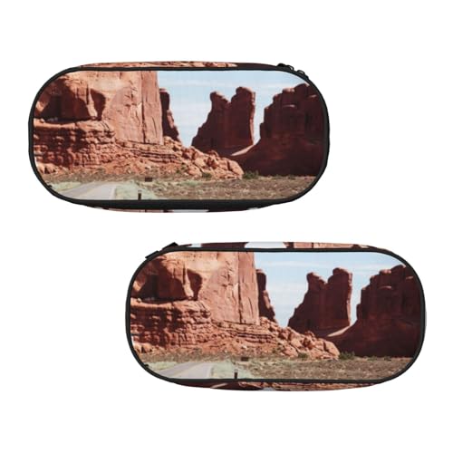 WXWJSHMGC Arches National Park Entrance Print Pencil Bag Large Pouch Bag with 3 Compartments Pen Case Card Coin Holder for Boys Girls School Stationery von WXWJSHMGC