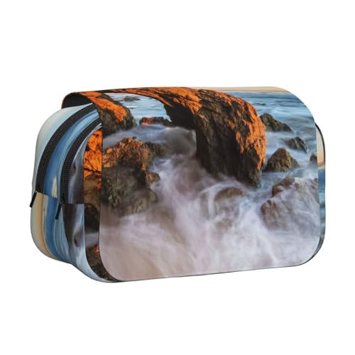 WXWJSHMGC Beach Malibu Stifteetui – tragbare Doppelschicht-Aufbewahrungs-Bleistifttasche für Kinder, Mädchen, Jungen und Erwachsene von WXWJSHMGC