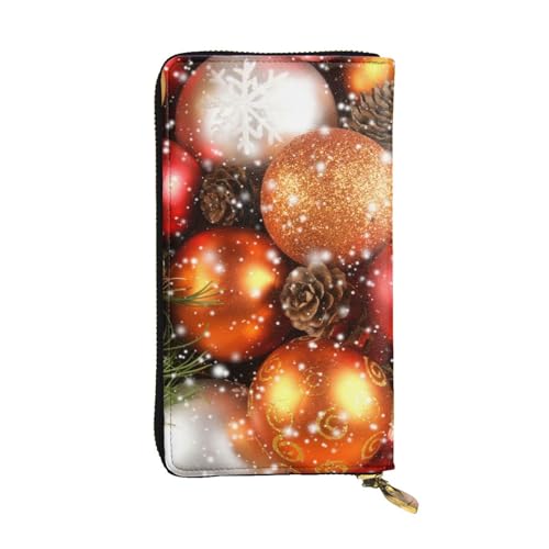 WXWJSHMGC Damen- und Herren-Geldbörse mit weihnachtlichem Ballaufdruck, lange Geldbörse, Einkaufs-Clutch, PU-Leder, Handtasche für Damen und Herren von WXWJSHMGC