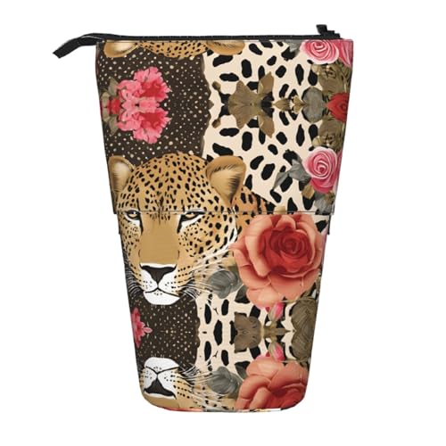 WXWJSHMGC Federmäppchen, Teleskop-Etui, gestreift, Leopardenmuster, vielseitige Aufbewahrungstasche, Büro und Erwachsene, als Geschenk von WXWJSHMGC