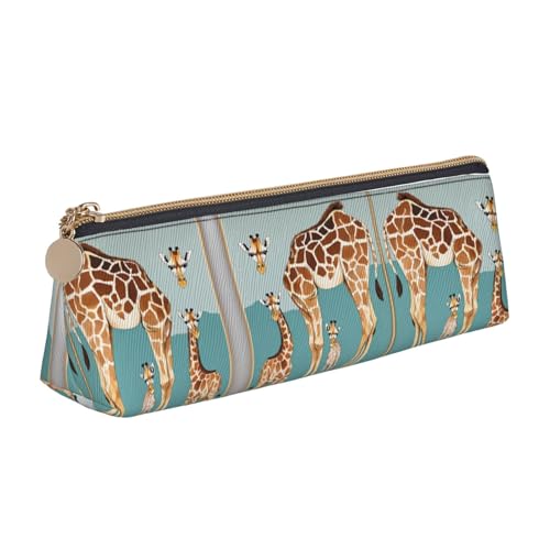 WXWJSHMGC Federmäppchen aus Leder, Giraffenmuster, personalisierbar, tragbar, großes Fassungsvermögen, für Mädchen und Jungen von WXWJSHMGC