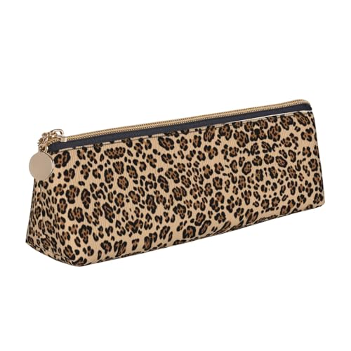 WXWJSHMGC Federmäppchen aus Leder, Leopardenmuster, personalisierbar, tragbar, großes Fassungsvermögen, für Mädchen und Jungen von WXWJSHMGC