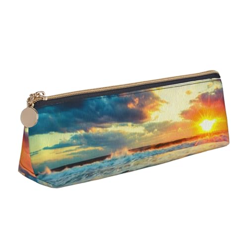 WXWJSHMGC Federmäppchen aus Leder, Motiv: Sonnenuntergang am Strand, personalisierbar, tragbar, großes Fassungsvermögen, für Mädchen und Jungen WXWJSHMGC Federmäppchen aus Leder, Motiv: Sonnenuntergang am Strand, personalisierbar, tragbar, großes Fassungsvermögen, für Mädchen und Jungen von WXWJSHMGC