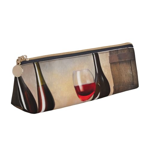 WXWJSHMGC Federmäppchen aus Leder, Motiv: Weinrot, Füllfederhalter, personalisierbar, tragbar, großes Fassungsvermögen, für Mädchen und Jungen von WXWJSHMGC