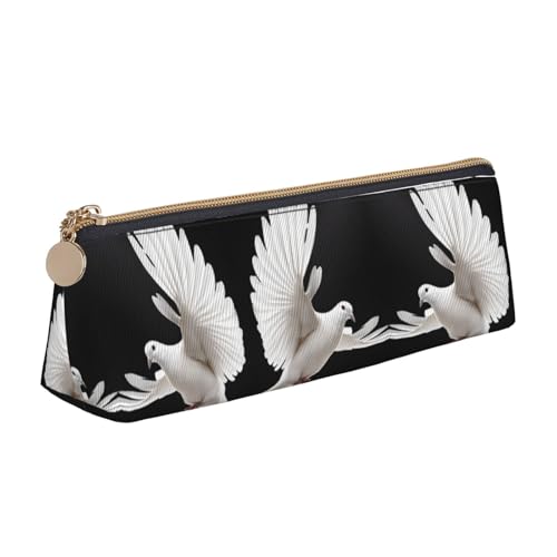 WXWJSHMGC Federmäppchen aus Leder, Motiv: fliegende Taube, personalisierbar, tragbar, großes Fassungsvermögen, für Mädchen und Jungen von WXWJSHMGC