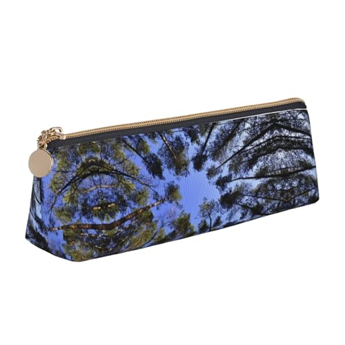 WXWJSHMGC Federmäppchen aus Leder, mit Baumdruck, personalisierbar, tragbar, großes Fassungsvermögen, für Mädchen und Jungen von WXWJSHMGC