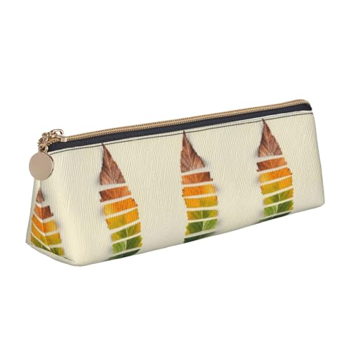 WXWJSHMGC Federmäppchen aus Leder, mit Blättermuster, personalisierbar, tragbar, großes Fassungsvermögen, für Mädchen und Jungen von WXWJSHMGC