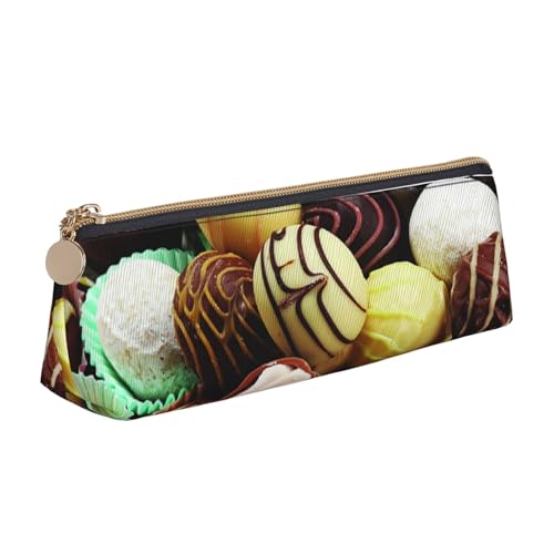 WXWJSHMGC Federmäppchen aus Leder, mit Bonbonbild, personalisierbar, tragbar, großes Fassungsvermögen, für Mädchen und Jungen von WXWJSHMGC