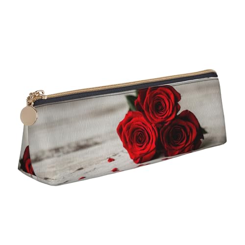 WXWJSHMGC Federmäppchen aus Leder, mit Rosenmuster, personalisierbar, tragbar, großes Fassungsvermögen, für Mädchen und Jungen von WXWJSHMGC