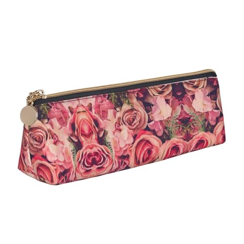 WXWJSHMGC Federmäppchen aus Leder, mit Rosenmuster, personalisierbar, tragbar, großes Fassungsvermögen, für Mädchen und Jungen von WXWJSHMGC