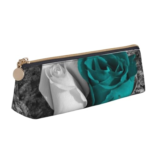 WXWJSHMGC Federmäppchen aus Leder, mit Rosenmuster, personalisierbar, tragbar, großes Fassungsvermögen, für Mädchen und Jungen von WXWJSHMGC