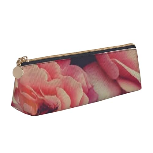 WXWJSHMGC Federmäppchen aus Leder, mit Rosenmuster, personalisierbar, tragbar, großes Fassungsvermögen, für Mädchen und Jungen von WXWJSHMGC