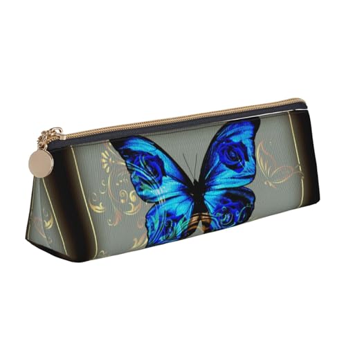 WXWJSHMGC Federmäppchen aus Leder, mit Schmetterlingsmotiv, personalisierbar, tragbar, großes Fassungsvermögen, für Mädchen und Jungen von WXWJSHMGC