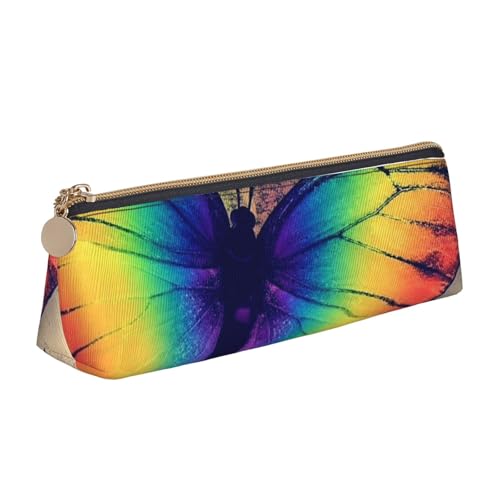 WXWJSHMGC Federmäppchen aus Leder, mit Schmetterlingsmotiv, personalisierbar, tragbar, großes Fassungsvermögen, für Mädchen und Jungen von WXWJSHMGC