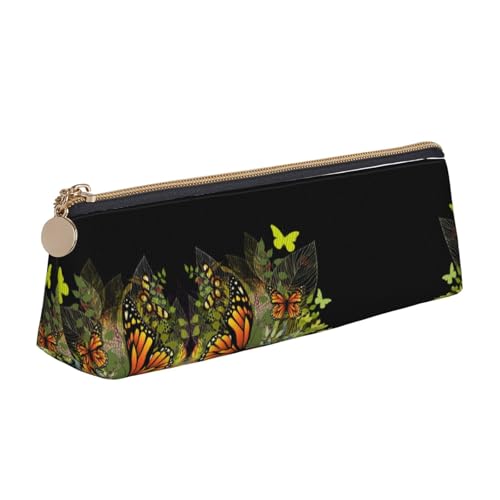 WXWJSHMGC Federmäppchen aus Leder, mit Schmetterlingsmotiv, personalisierbar, tragbar, großes Fassungsvermögen, für Mädchen und Jungen von WXWJSHMGC