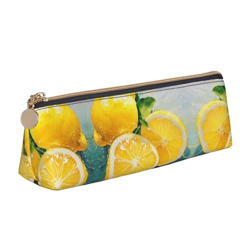 WXWJSHMGC Federmäppchen aus Leder, mit Zitronenmuster, personalisierbar, tragbar, großes Fassungsvermögen, für Mädchen und Jungen von WXWJSHMGC
