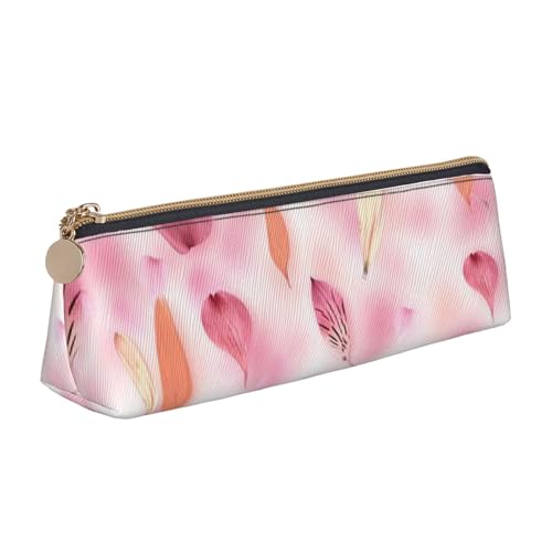 WXWJSHMGC Federmäppchen aus Leder, mit rosa Blütenblättern, personalisierbar, tragbar, großes Fassungsvermögen, für Mädchen und Jungen von WXWJSHMGC